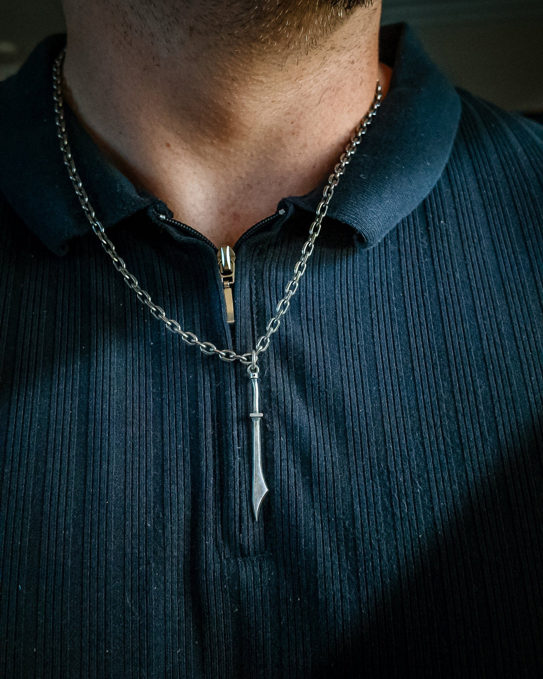 Jet Black Sword Necklace Pendant