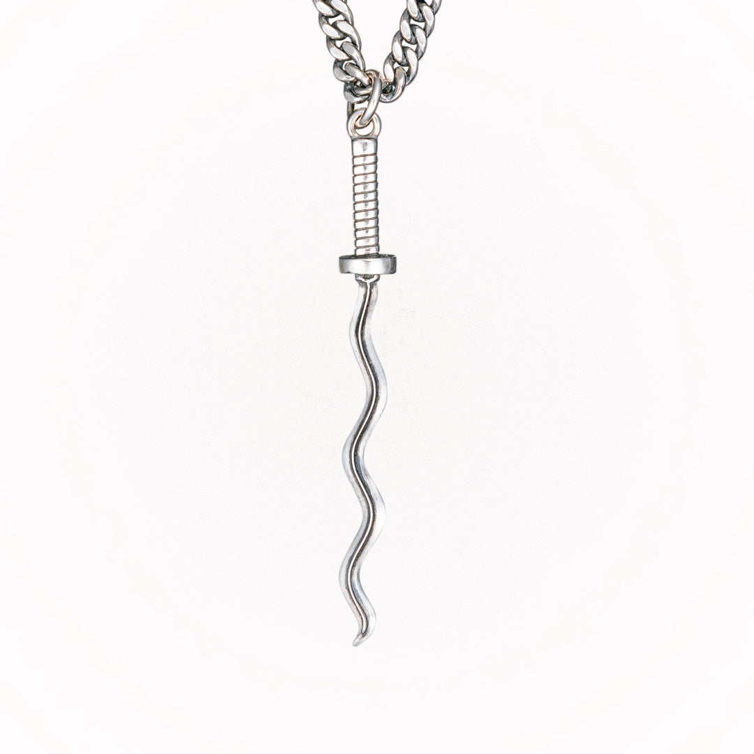 Curved Iguro Sword Necklace Pendant